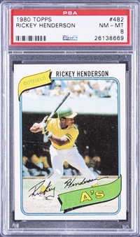 1980 Topps #482 Rickey Henderson Rookie Card - PSA NM-MT 8 